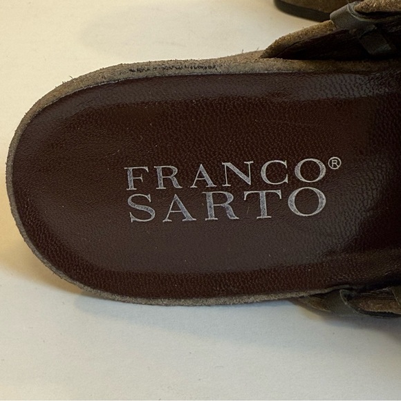 Franco Sarto Grey‎ Brown Suede Wedge Mules - Picture 4 of 8